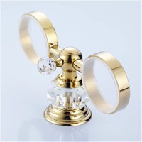 Golden crystal bathroom double cup holder Cups shelf bathoom shelves metal pendant double cup holder teeth Cup