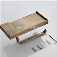 Brass Material Mobile Phone Toilet Roll Paper Holder Paper Rack with Phone 6P Antique Copper Wall Mounted PH216