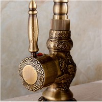 High Quality Luxury antique bronze copper carving Deck mounted kitchen faucet Bathroom basin faucet sink Faucet Mixer Tap