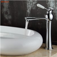 BAKALA Luxury washbasin Basin on the table face basin faucet Brass basin faucet White hot and cold water tap High foot washbasin