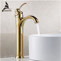 Basin Faucets Brass Golden Contemporary Bathroom Sink Faucet Single Handle Deck Mounted Bath Toilet Mixer Water Taps HJ-6637K