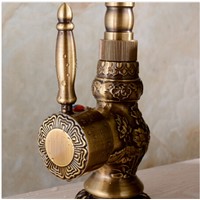 High Quality Luxury antique bronze copper tall carving Deck mounted kitchen faucet Bathroom basin faucet sink Faucet Mixer Tap
