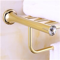 Crystal Titanium Gold Plating Towel Rack,towel Shelf with Bar,towel Holder Bathroom accessories