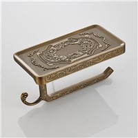 Paper Holders Antique Chrome Tissue Holder with Mobile Phone Stand Bath Roll Paper Holder Zinc Alloy Bathroom Hardware J9951
