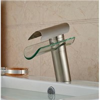 Glass Brushed basin Faucet single handle bathroom glass Waterfall Bathroom Basin faucet Sink Mixer Tap Faucet Basin Faucet Glass