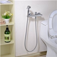 Toilet Bidet Sprayer Faucet Mixing Valve with Hose, Bracket and Brass Sprayer Wall Mount , Polished Chrome