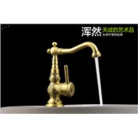Luxury high quality total brass art carved bronze finished kitchen sink faucet bathroom basin faucet,tap mixer