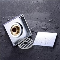 New Thickened 10cm Invisible Solid brass square Shower Drain 100mm shower drain channel,shower floor drain,gate drain,chrome