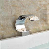 Chrome Brass Curved Spout Waterfall Faucet Spout Deck Mount Bathroom Faucet Accessories