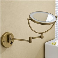 LED antique brass cosmetic mirror wall mounted bathroom beauty mirror double faced makeup mirror antique folding mirror