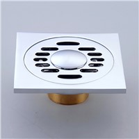 Floor Drain Luxury Deodorization Household Cleaning Grate Waste 100mm Square Solid Brass Chrome Toilet Bathroom Shower Tile NEW