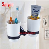 New Modern accessories luxury European style oil rubbed bronze metal toothbrush dual tumbler&amp;amp;amp;cup holder wall mount bath product