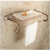 Antique Porcelain Fixed Bath Towel Holder Wall Mounted Towel Rack Brass Towel Shelf Bathroom Accessories
