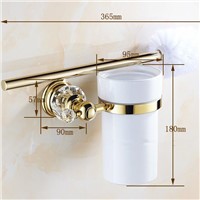 Luxury Golden crystal  toilet brush holder with Ceramic cup/ household products bath brush decoration bathroom accessories