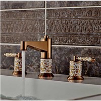 8&quot; Mini spread Cold&amp;hot Basin Faucet Brass Rose Gold Bathroom Sink Faucet 2 Handles Sink Mixer Tap 3pcs Deck Mounted