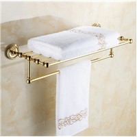 High Quality Gold Fixed Bath Towel Holder Wall Mounted Towel Rack Brass Towel Shelf Bathroom Accessories