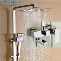 Shower Set. Chrome Finish Brass Made Shower Set.Bathroom 3 Function Shower Faucet. 12 Inch Rain Shower Head Tub Mixer Faucet