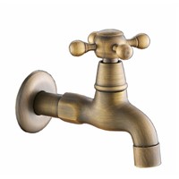 Old vintage antique brass Extra Long Bathroom Wall Mounted Washing Machine Faucet Garden Tap Garden Faucet
