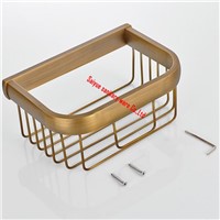 Wall Mount Antique Brass Bathroom Basket for Toilet Roll Paper &amp;amp;amp; Daily Necessities Cosmetic Shower Caddy Storage Holder