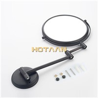 oil rubbed bronze  8&amp;amp;quot; Double Side Bathroom Folding Brass Shave Makeup Mirror Wall Mounted Extend with Arm Round 3x Magnifying
