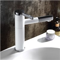 Basin Faucets Brass Bathroom Faucet Vessel Sinks Mixer Vanity Tap Swivel Spout Deck Mounted White Color Washbasin Faucet LT-701A