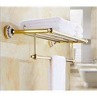 HOT SELLING High Quality Bathroom towel holder with Ceramic Base, Gold Brass towel rack,60cm towel bar,towel shelf