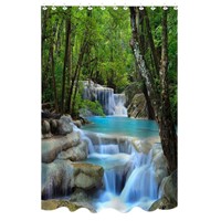 Environmental Shower Curtain Wonder Waterfalls Nature Scenery Bathroom Mildewproof Polyester Fabric With Fabric 72 Inch 12 Hooks