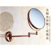 Antique bathroom folding makeup sided mirror retractable folding magnifier beauty mirror Rose gold