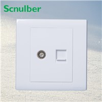 white tv wall switch panel outlet with 8p eight pins internet computer RJ45 socket