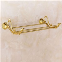 Antique Brass Gold Towel Rack Golden Pastoral Bathroom Pendant European Copper Carving Golden Leaf Towel Racks 2892