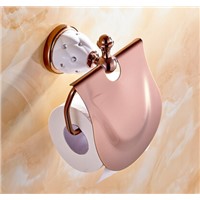 High Quality Rose Gold Toilet Paper Holder with diamond,Roll Holder,Tissue Holder,Solid Brass -Bathroom Accessories Products