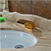 Basin Countertop Faucet Spout without Handles Waterfall Replace Spout Gold Finish