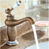 Contemporary Concise Bathroom Faucet Antique bronze/Gold finish  Basin Sink Faucet Single Handle water tap