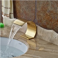 Big C Shaped Design Water Spout Golden Finish Deck Mounted Bathtub Spout without Handles