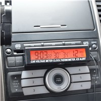 3 in 1 Digital LCD Clock Car Thermometer Battery Voltage Monitor Auto Thermometer Voltmeter Temperature Gaugge 12V/24V