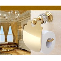 High Quality Luxury Crystal Decoration Gold Brass Toilet Paper Holders Waterproof Tissue Bathroom Accessories