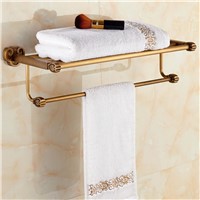 Bronze Bathroom Towel Rack Towel Bar Luxury Solid Brass Wall Mounted Bathroom Towel Holder Shelf Bathroom Accessories X08