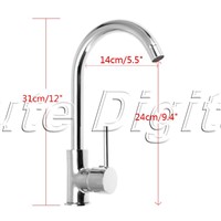 Chrome Finish Bath Bathroom Faucet Single Handle Swivel Spout Cold and Hot Water Mixer Taps Rotatable Brass Kitchen Sink Faucet