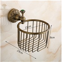 European toilet paper box archaize toilet tissue box All copper top paper holder bathroom toilet paper basket with green stone