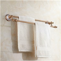 Antique Ceramic &amp;amp;amp;Solid Brass Bathroom Double Towel Bars Luxury Bronze Wall Mounted Towel Rack Bathroom Accessories Sets AX1000