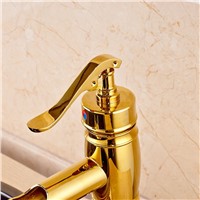 Euro Style Golden Basin Faucet Waterfall Spout Mixer Tap Single Lever