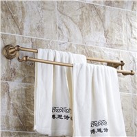 Antique Brushed Carved Towel Bar Luxury Solid Brass Double Layer Wall Mounted  Towel Rack Towel Holder Bathroom Accessories Lt04