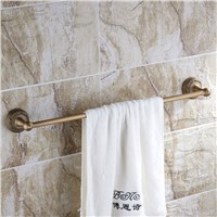 Luxury Brushed Single Towel Bar Antique Carved Solid Brass Wall Mounted Bathroom Towel Holder Towel Rack Bathroom Accessories L5