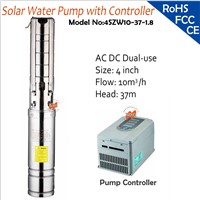 4inch 1800W Output DC AC Dual-Use Brushless high-speed solar water pump with head 37M, flow 10T/H for deep well