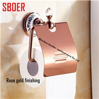 Luxury crystal brass rose gold black paper box roll holder toilet  paper holder tissue box Bathroom Accessories bath hardware