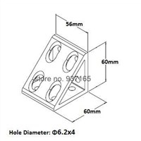 8 hole Inside Guesset Corner Angle L Brackets Fastener Fitting Round Hole for 3060 6060 Aluminum Profile Extrusion 3060 6060