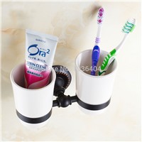 Bathroom Accessory Cup Holder Cooper Black Finish wall mounted with Ceramic Cup Toothbrush Holder Toothpaste Holder CP001