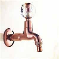 Bibcocks Antique Brass Washing Machine Taps Crystal Single Handle Wall Mount Mop Pool Cold Water Outdoor Garden Faucet 9407F