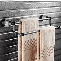 Luxury Oil Rubbed Bronze Brass Bathroom Towel Rack Holder Dual Towel Bar Crystal
