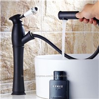 Pull Out Bathroom Faucet Oil Rubbed Bronze ORB Black Lavatory Basin Sink Tall Faucets Mixer Taps Brass Hand Spray Deck Mounted